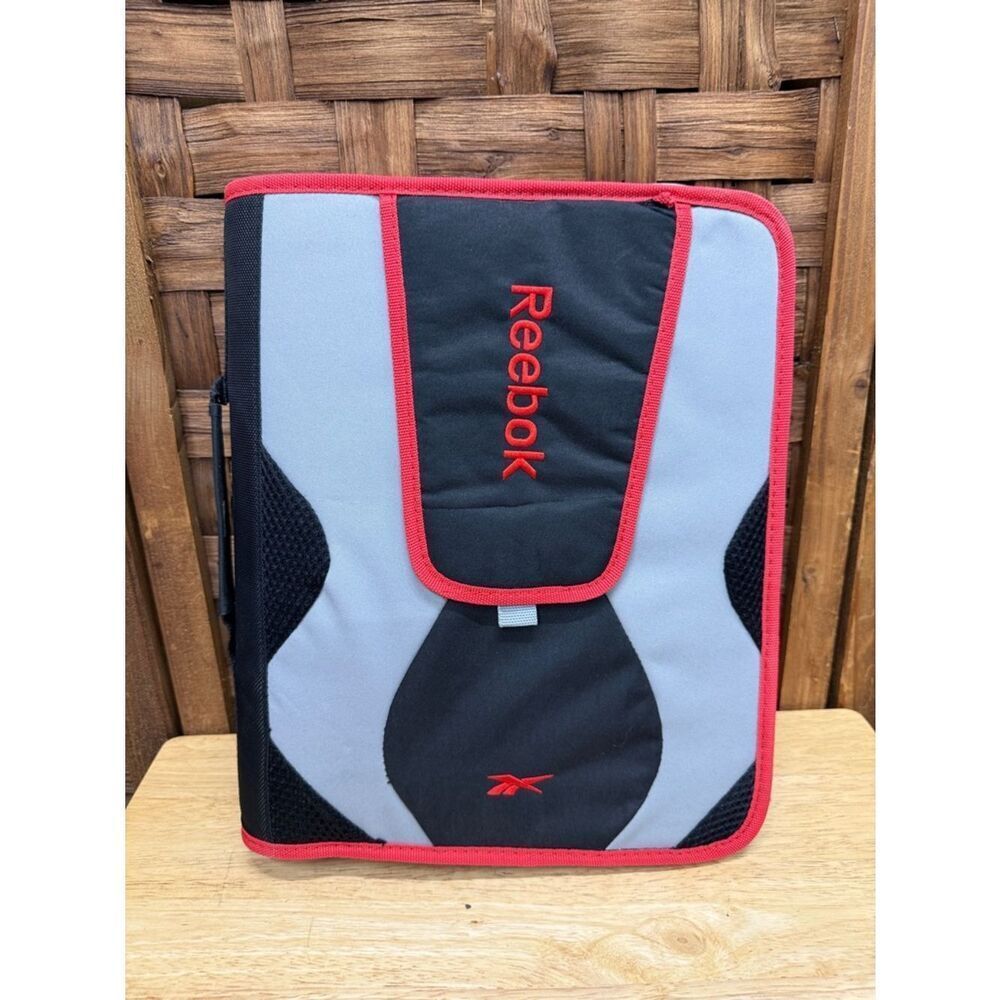 Vintage Reebok Black, Gray & Red Organizer Binder Case